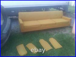 Vintage Mid-Century Modern Sofa 1969 FlexSteel Orange Brady Bunch Couch Nice