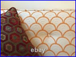 Vintage Mid Century Modern Sofa Couch Ivory pattern hollywood regency era