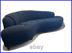 Vintage Mid Century Modern Sofa, Elegant Curve And Scallop Shaped Back