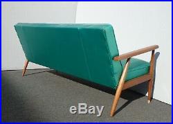 Vintage Mid Century Modern Turquoise Blue Sofa Settee