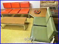 Vintage Mid Century Modern United Chair Industrial Steel Sofa Tandem MCM Set