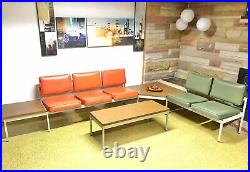 Vintage Mid Century Modern United Chair Industrial Steel Sofa Tandem MCM Set