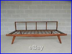 Vintage Mid Century Modern Walnut Base Platform Sofa