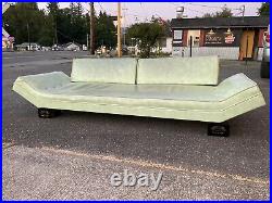 Vintage Mid Century Sofa RETRO Unique Green 1960s Modern Long Hollywood MCM