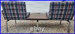 Vintage Mid Century Waiting Room Seating Office Floating Chrome Sofa Couch 70s
