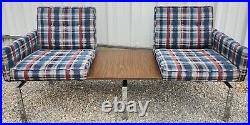 Vintage Mid Century Waiting Room Seating Office Floating Chrome Sofa Couch 70s