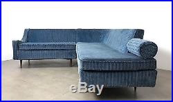 Vintage Milo Baughman Blue Curved Mid Century Modern Sectional Sofa Coggin James