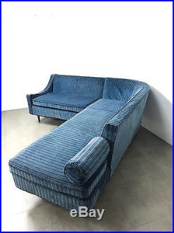 Vintage Milo Baughman Blue Curved Mid Century Modern Sectional Sofa Coggin James