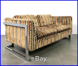 Vintage Milo Baughman Chrome Floating Settee Loveseat Sofa Mid Century Modern