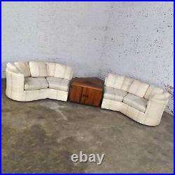 Vintage Modern or Art Deco Revival Two Piece Angled Sectional Sofa by Dansen
