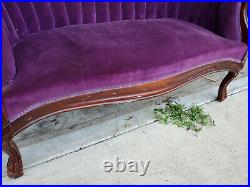 Vintage Pelham Shell & Leckie Purple Loveseat Sofa BEAUTIFUL GOOD CONDITION