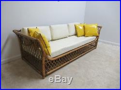 Vintage Rattan Bamboo Willow & Reed Sofa Settee Couch Mid Century