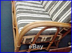 Vintage Rattan Sofa Couch Retro Mid Century Updated Cushions Patio Porch Lanai