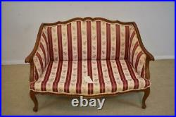Vintage Red & Ivory Floral Settee By Danby Down Filled Cushions