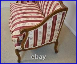 Vintage Red & Ivory Floral Settee By Danby Down Filled Cushions