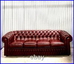 Vintage Red Ox Blood Red Chesterfield Sofa With Accent Chair