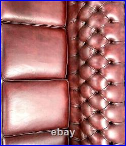 Vintage Red Ox Blood Red Chesterfield Sofa With Accent Chair