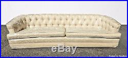 Vintage Rudin Mid Century Chesterfield Style Curved Front Off White Tufted Sofa