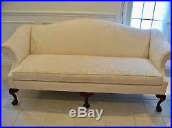Vintage Sherrill Queen Anne Loveseat Sofa Settee Shell Carved Legs