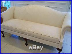 Vintage Sherrill Queen Anne Loveseat Sofa Settee Shell Carved Legs