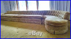 Vintage Sofa Early 1970s Two-Piece Henredon, Curved Sectional Gold Velvet, MINT