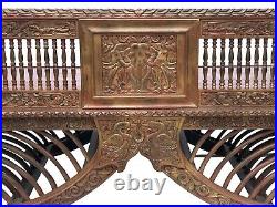 Vintage SouthEast Asia Wood Elephant Birds Curve Legs Motif DayBed Couch ws3853