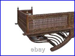 Vintage SouthEast Asia Wood Elephant Birds Curve Legs Motif DayBed Couch ws3853