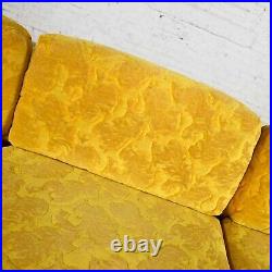 Vintage Spanish Revival Gold Textured Fabric Sofa with Turned Spindle Sides