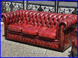 Vintage Tufted English Leather chesterfield Sofa Set