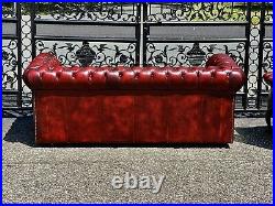 Vintage Tufted English Leather chesterfield Sofa Set