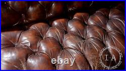 Vintage Tufted Leather Chesterfield Sofa In Brown
