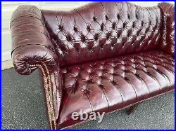Vintage Tufted Leather Chesterfield Sofa Oxblood Red Old Hickory NICE