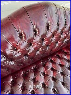 Vintage Tufted Leather Chesterfield Sofa Oxblood Red Old Hickory NICE