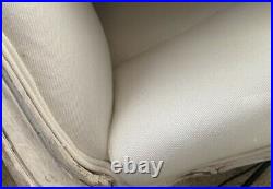 Vintage Tufted White Wood Base Sofa withShabby Chic Cover Gorgeous