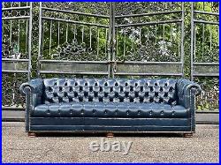 Vintage Tufted leather chesterfield Sofa By Leather Craft In Blue