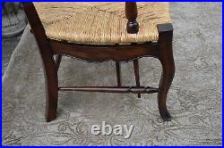 Vintage Two Seater Country French Style Settee withRush Seat & Stretcher Base