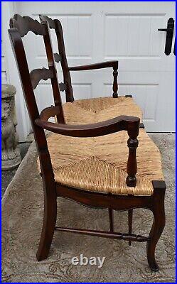 Vintage Two Seater Country French Style Settee withRush Seat & Stretcher Base