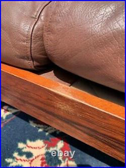 Vintage Uu-Vee Kaluste Oy Leather Rosewood Sofa Scandinavian Mid Century Modern