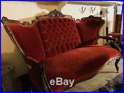 Vintage Victorian Couch Red