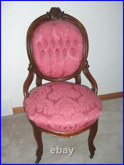 Vintage Victorian Loveseat and Chair with Carved Lady Heads