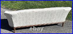 Vintage Victorian Sofa White Damask Fabric Wood Legs Local Pick Up Only