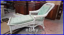 Vintage White Wicker Chaise Lounge
