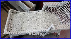 Vintage White Wicker Chaise Lounge