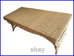 Vintage Wicker High back Sofa and Coffee Table (2pc Set)