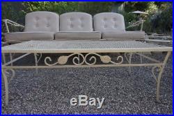 Vintage Woodard Outdoor Patio Porch Furniture Sofa, Two Arm Chairs, coffee table