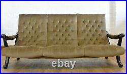 Vintage X Frame buttoned slipper relaxer sofa / settee