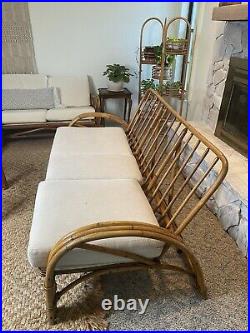 Vintage atomic mid century modern bamboo rattan sofa MCM