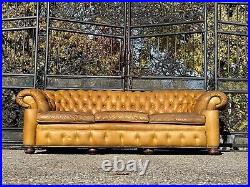 Vintage button Tufted Leather Chesterfield Sofa