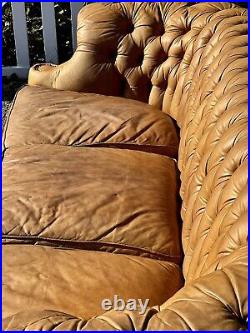 Vintage button Tufted Leather Chesterfield Sofa