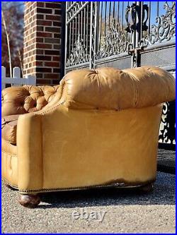 Vintage button Tufted Leather Chesterfield Sofa